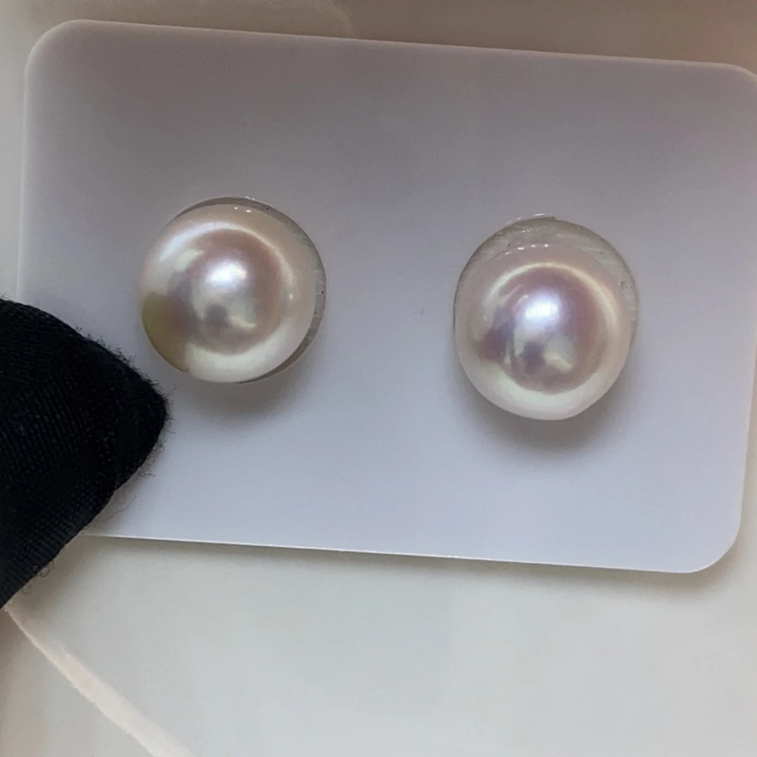 银S925镶嵌耳饰淡水珍珠11-12¥330