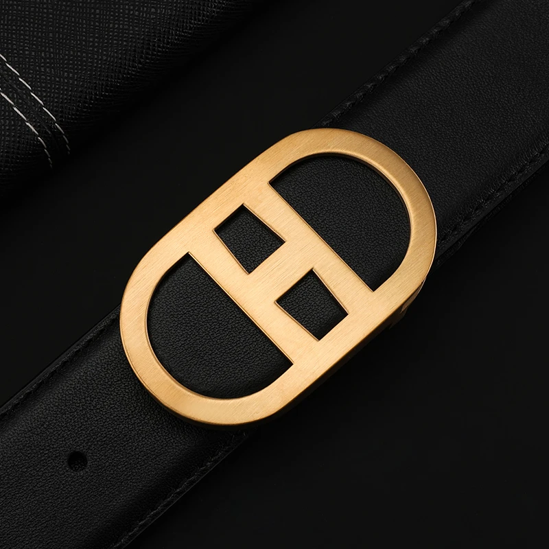 香巴丽高端品牌男士皮带钢扣真皮腰带内穿扣青年商务头层牛皮裤带