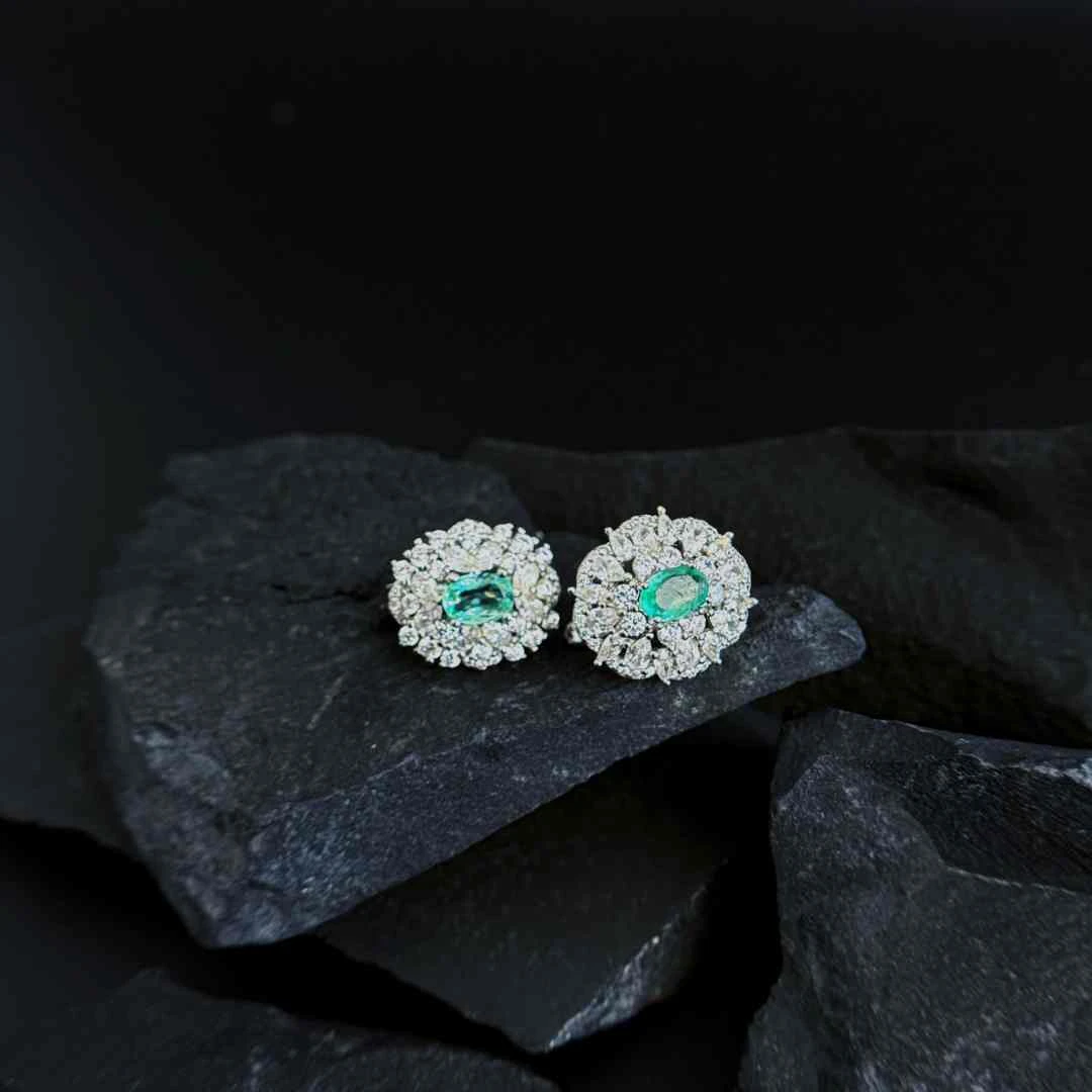 ZBZME515-天然祖母绿耳扣（约70分左右 共2枚1.4ct）