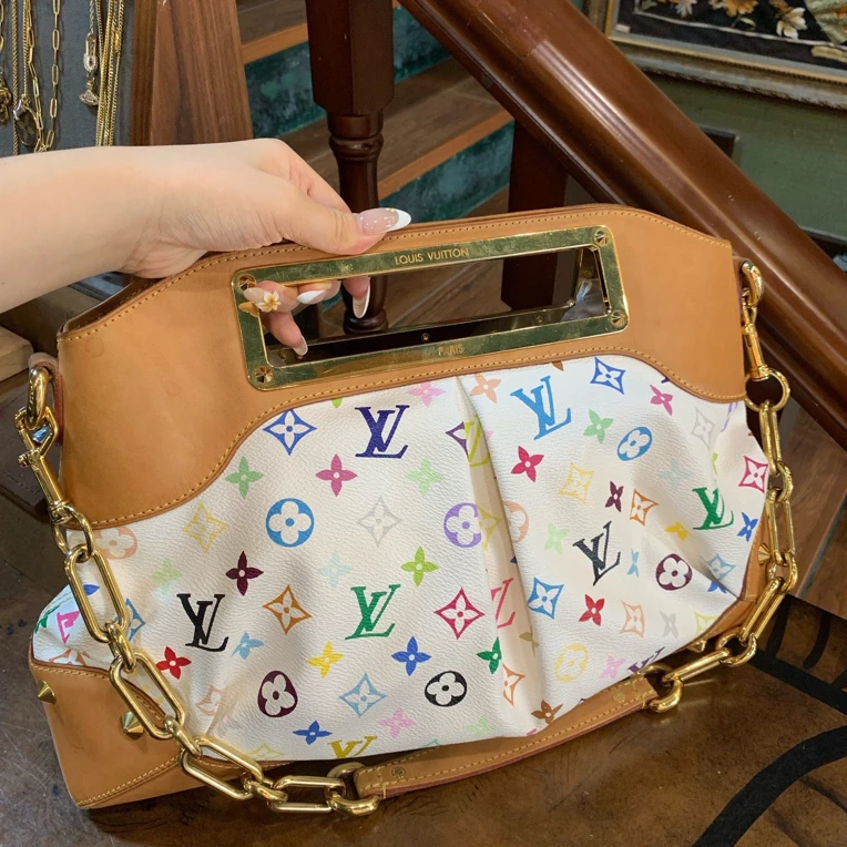 95新 LouisVuitton/路易威登 白三彩大号judy 全原