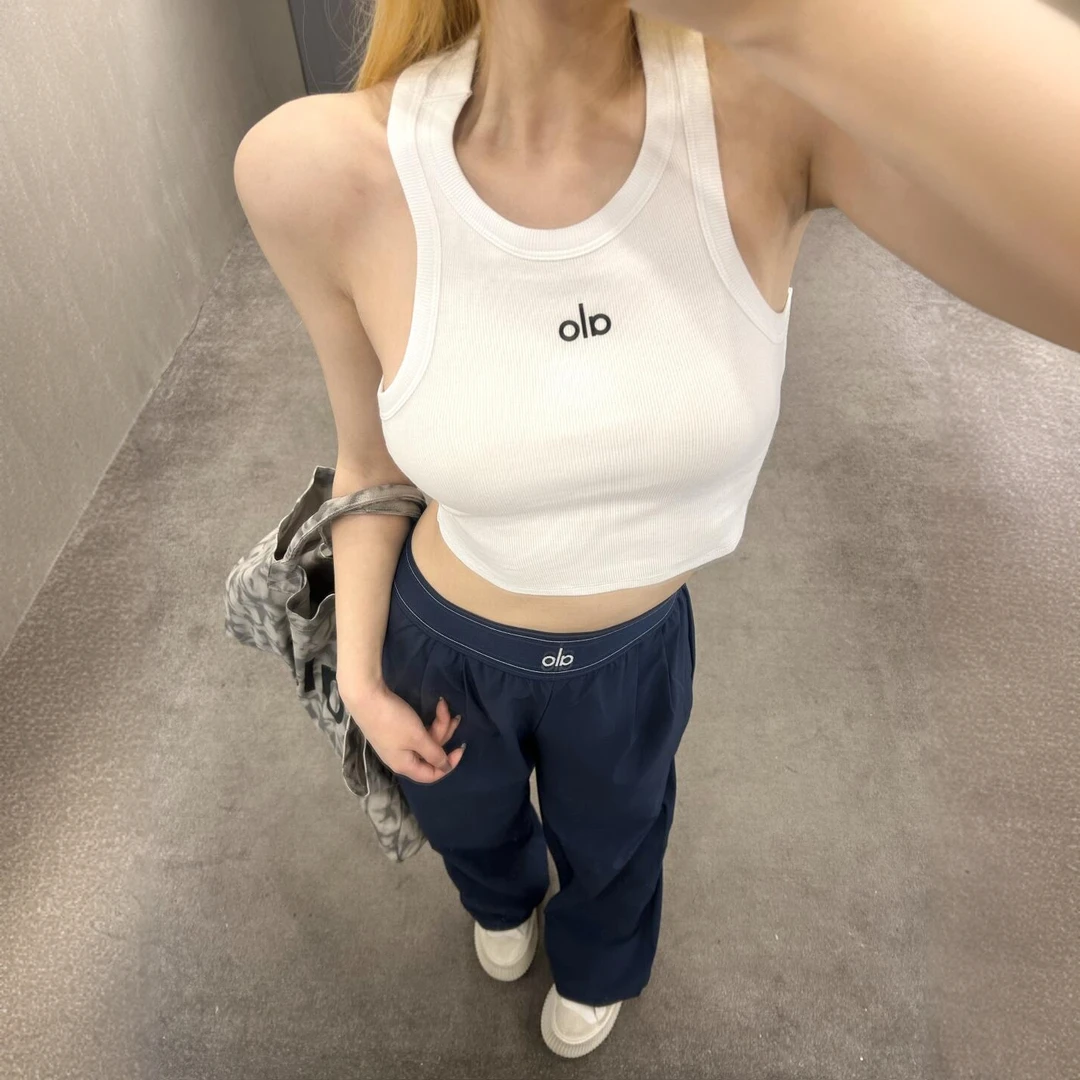 Alo螺纹工字背心粗肩带吊带女夏季休闲运动瑜伽健身显瘦上衣外穿