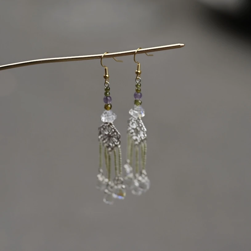 铜合金耳饰 稷氏小筑   花浮玉   古风发饰耳环