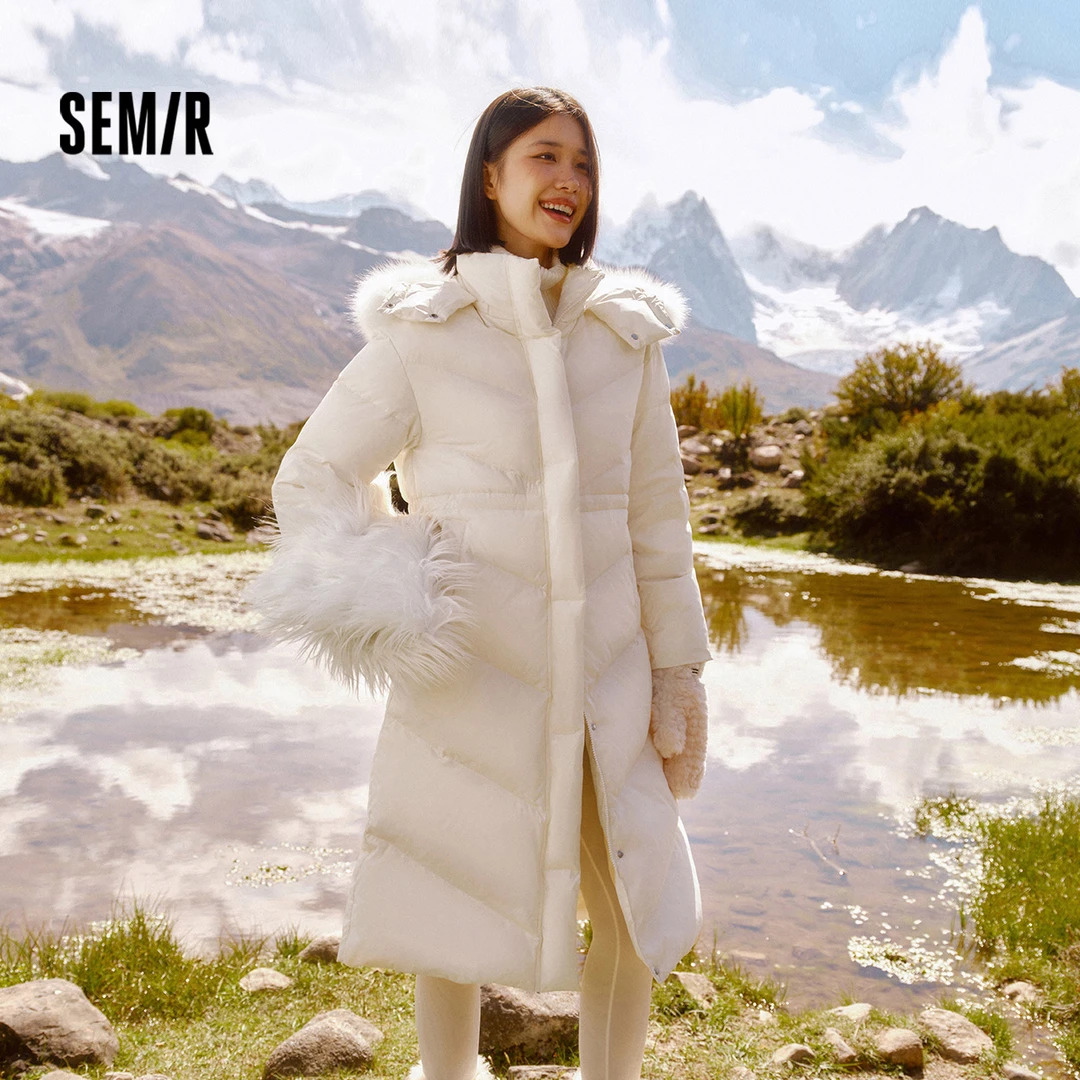 【防水发热-15°C可穿】森马羽绒服女长款可脱卸狐狸毛领24新款鹅绒
