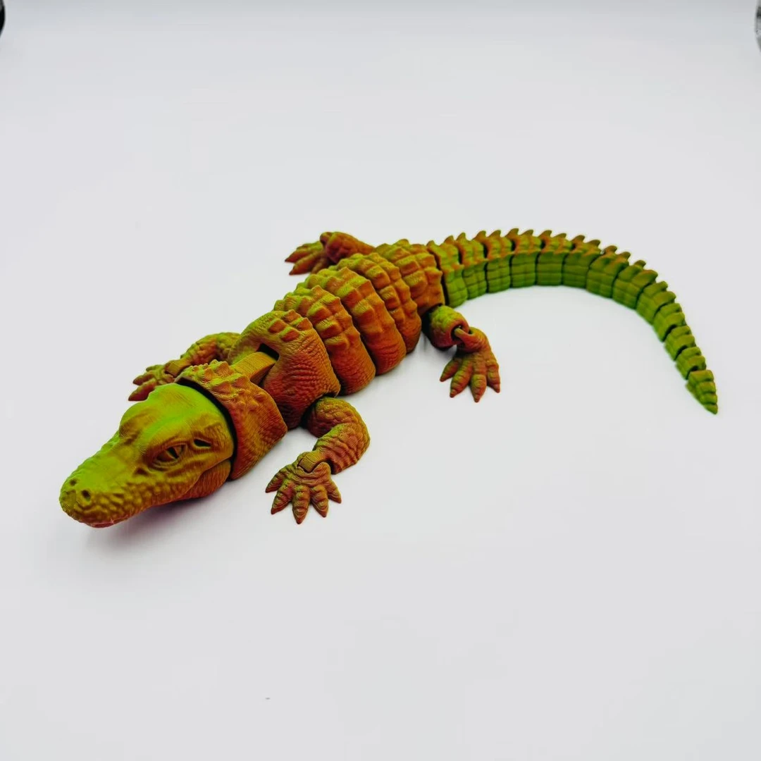 3D打印鳄鱼哑光亮面环保材料关节可动摆件造景玩具
