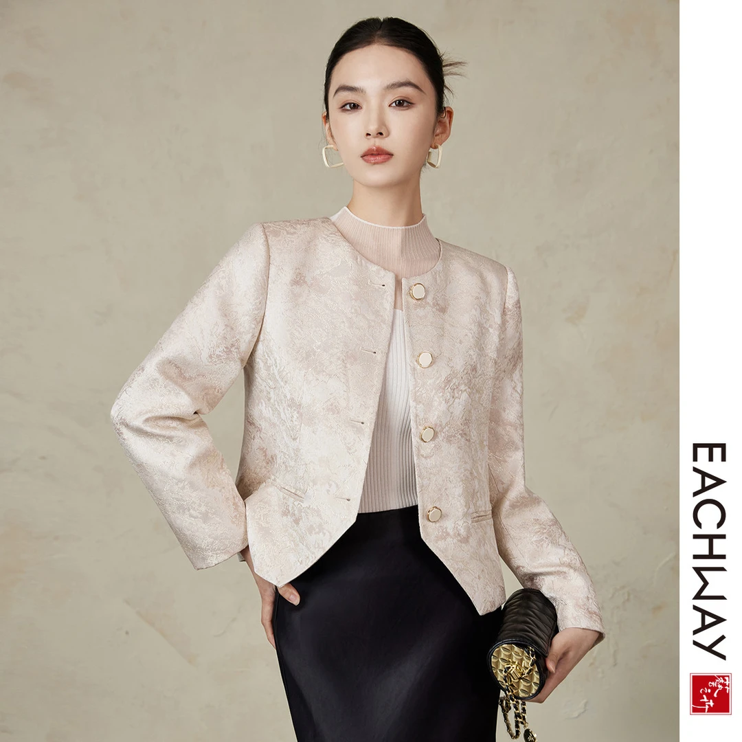 【轻奢提花】复古雅韵外套2024秋季设计感西服肌理感上衣女