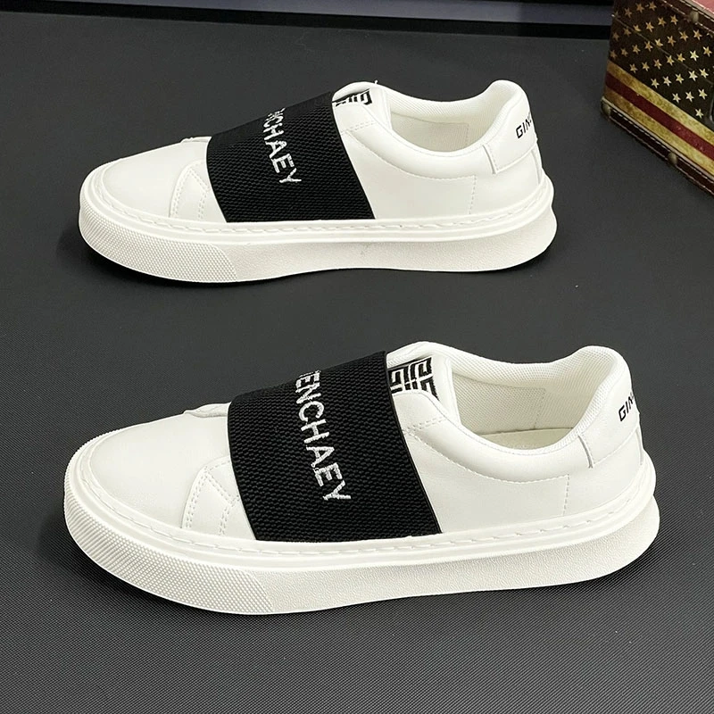 春秋新款男士低帮轻便休闲鞋时尚潮流百搭小白鞋板鞋一脚蹬懒人穿
