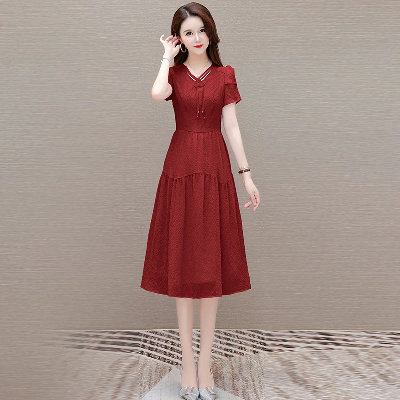 新中式纱裙十三行流行高端大气喜婆婆连衣裙夏2025新款爆时尚洋气