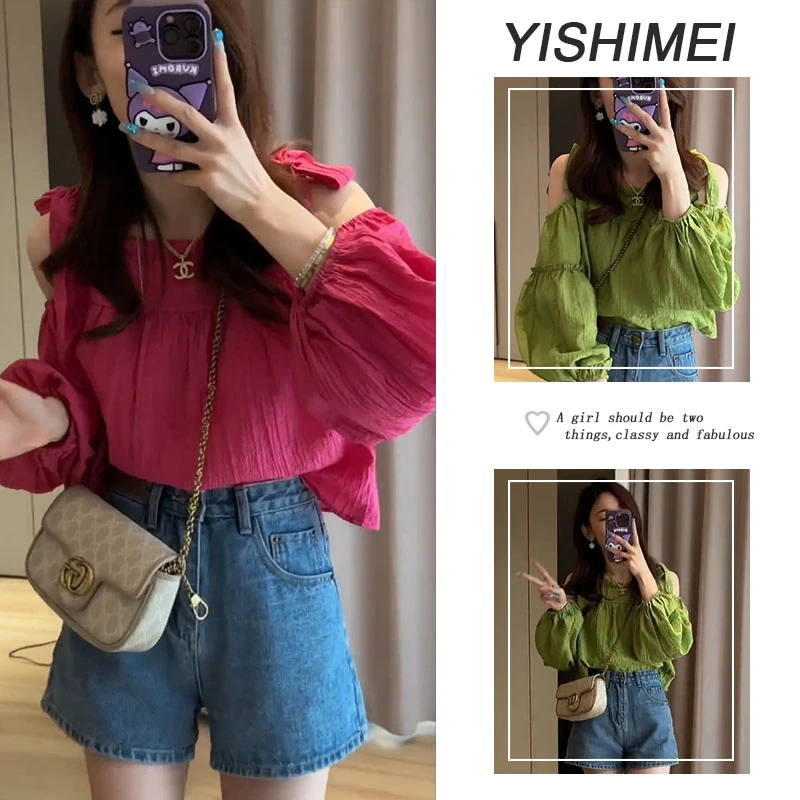 今年流行两件套2025年新款韩系百搭减龄露肩上衣显瘦短裙两件套装