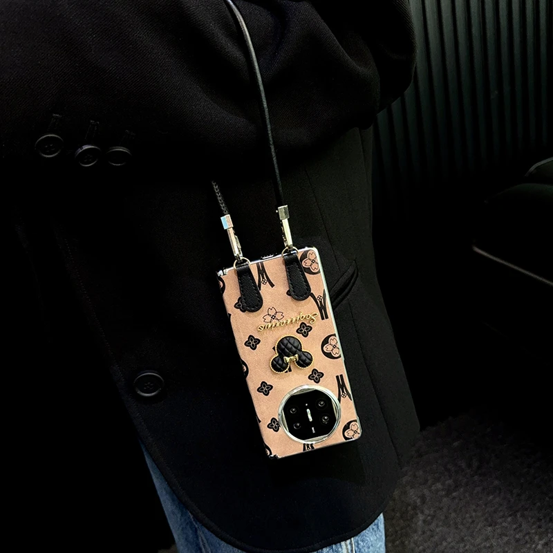 适用华为matex5手机壳折叠屏中轴新款x6典藏版x3高级感皮纹创意女