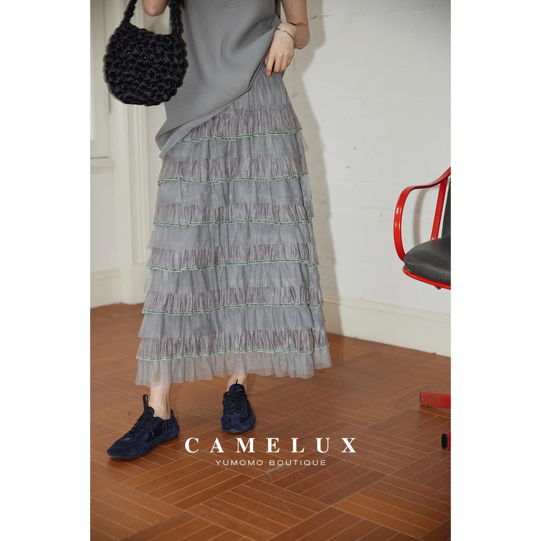 M轻纱梦境 定染丝绒织带 法式浪漫重工多层蓬蓬蛋糕裙 QQA2017