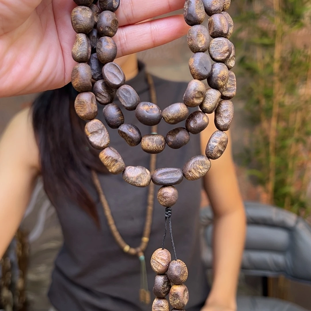 手串沉香海南高山老树虎斑紫奇天然野结香沉水留疤一条48克