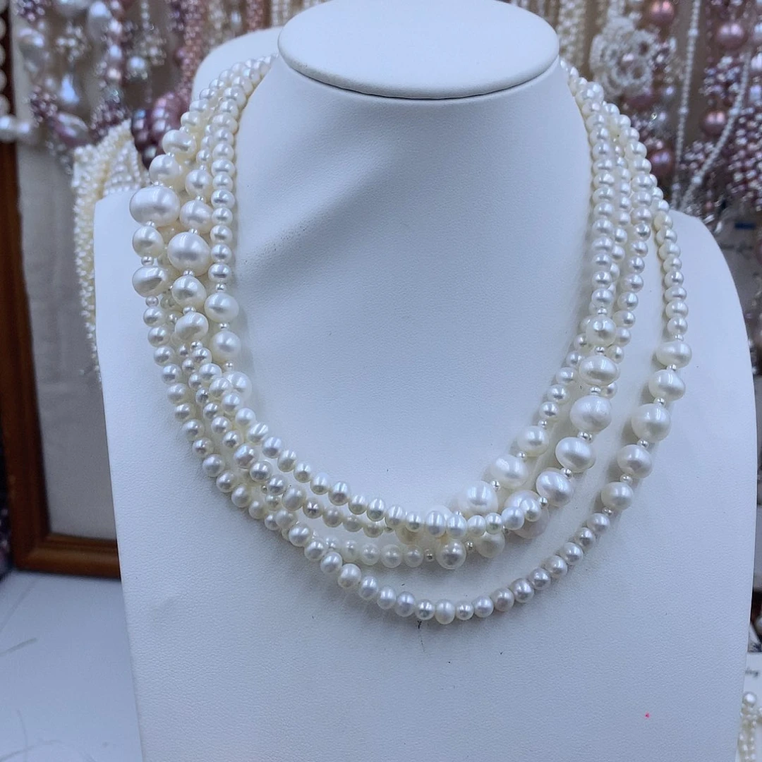 项链银S925镶嵌淡水珍珠一***糖