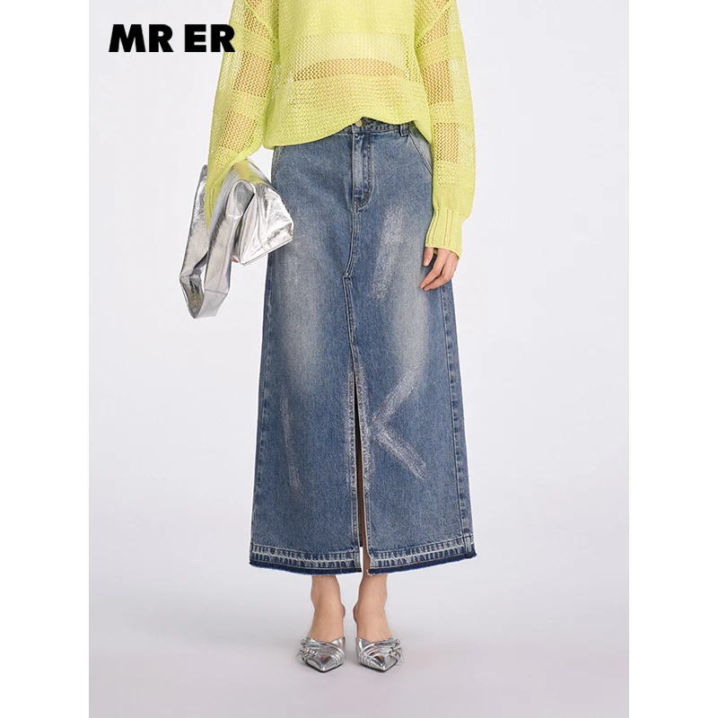 【尚雅专属】时尚高腰设计感通勤百搭中长款半身裙牛仔裙R5A62363