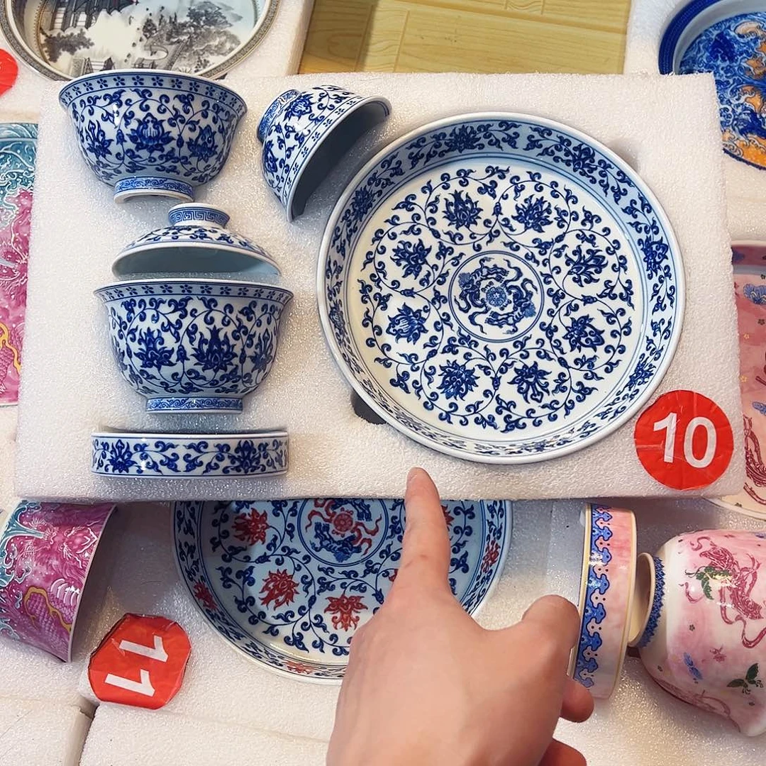 呦***~青花缠枝莲五件套