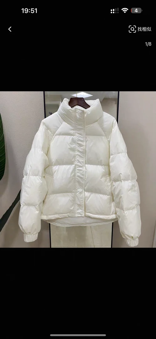 003冬季立领白色棉衣宽松保暖加厚休闲（实物与图片不符）