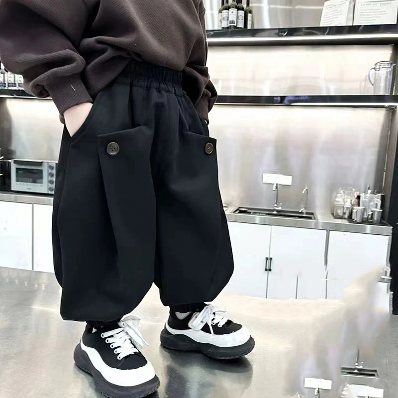 男童裤子秋冬儿童洋气运动炸街宽松长裤百搭宝宝帅气哈伦束脚裤潮