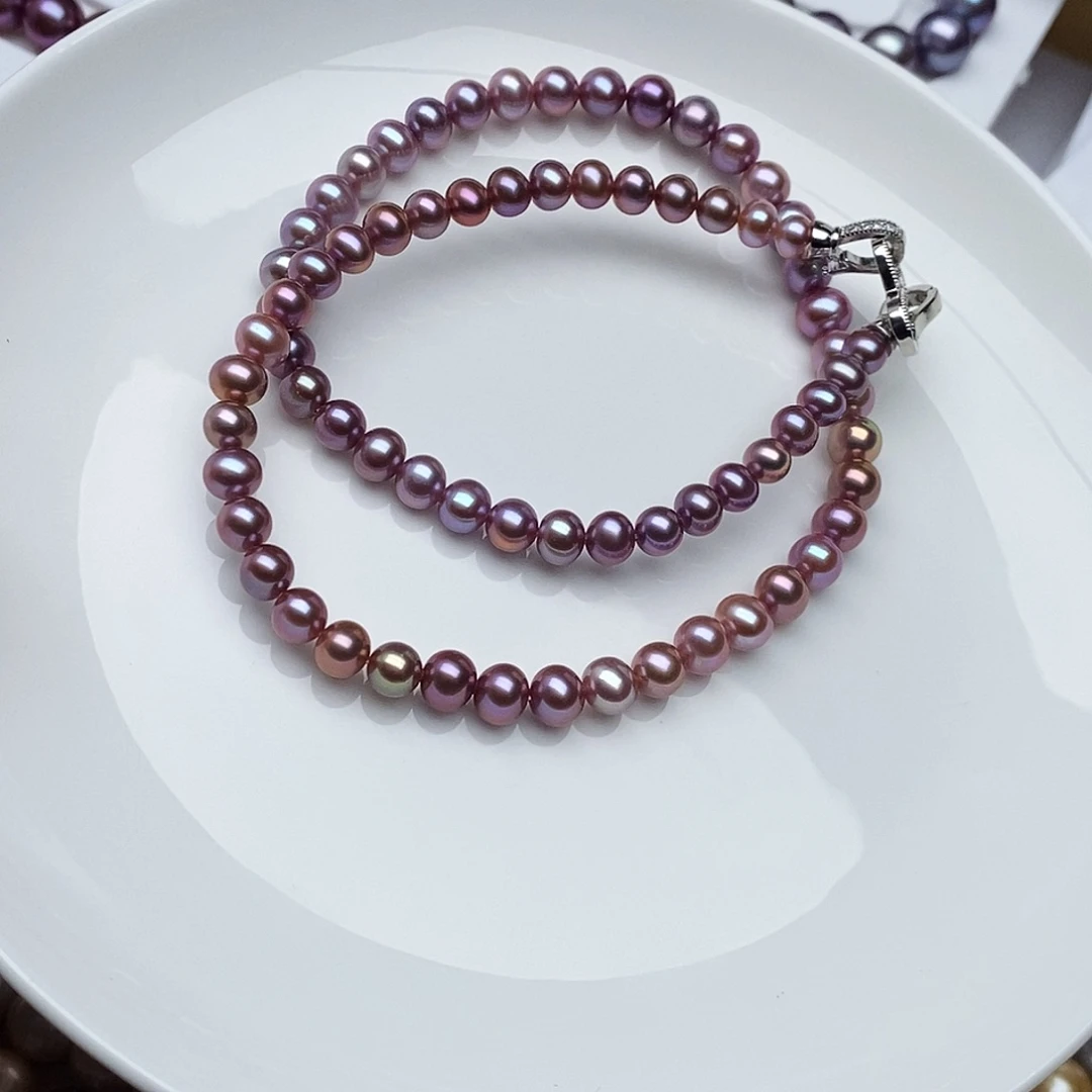 银S925镶嵌淡水珍珠颈饰