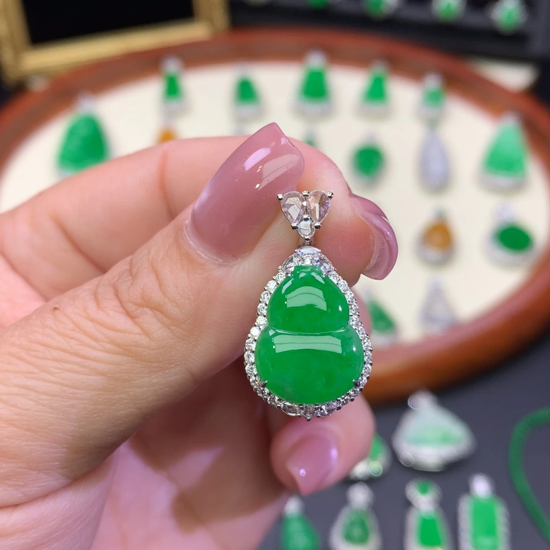 翡翠18K金镶嵌吊坠(不含链)