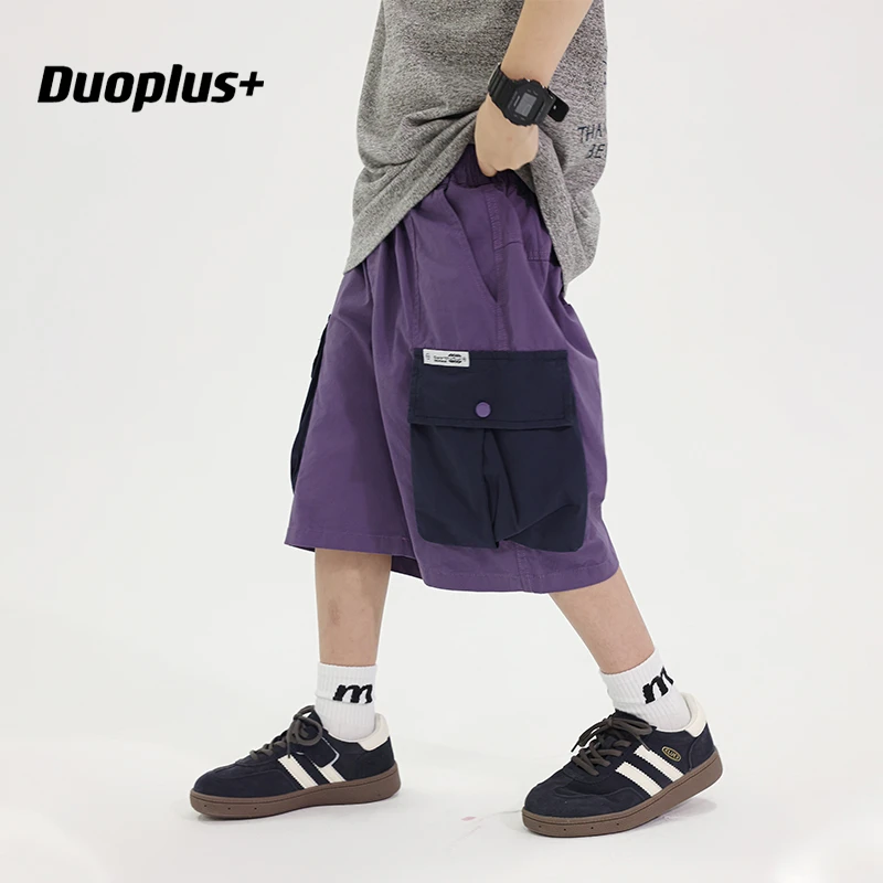 童装男童工装短裤2025夏装新款儿童拼接短裤中大童帅气五分裤潮