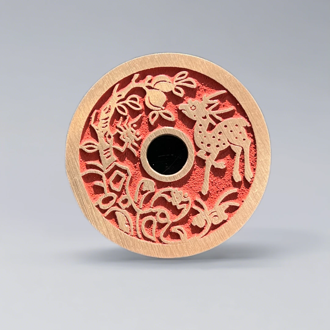 铜吊坠 宋青铜现代翻沙工艺品小鹿吃桃五蝠挂饰吊坠送绳