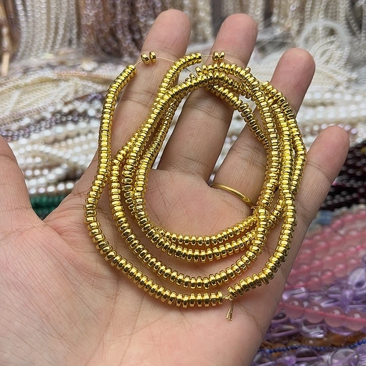 玛瑙/玉髓未镶嵌珠宝半成品2条4mm左右金胆石隔片
