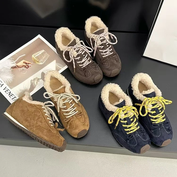 浅口3.5CM增高显瘦保暖蝴蝶结时尚休闲鞋高帮系带平底棉鞋厚底