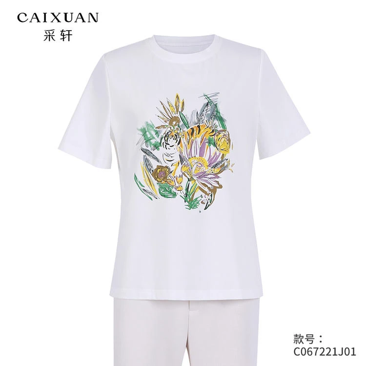 C067221J01CAIXUAN采轩【春款】宽松减龄印花短袖T恤