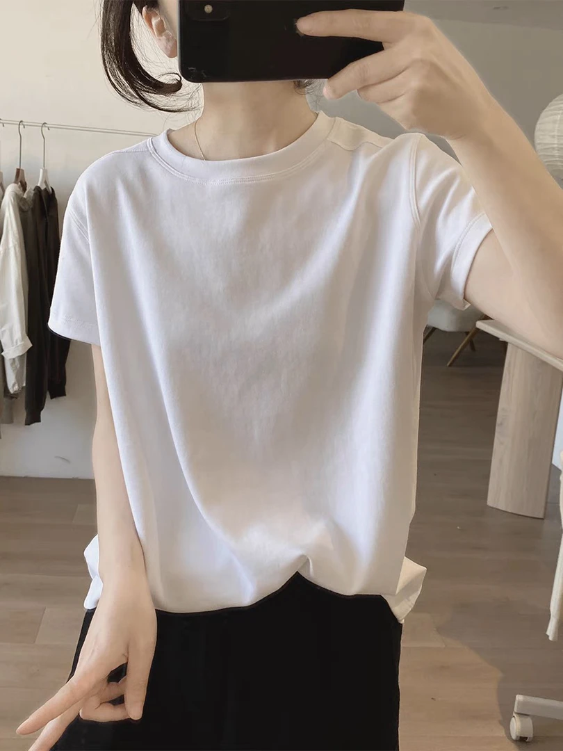 简约t恤女式夏季新款韩版显瘦基础款上衣短袖减龄棉质圆领打底衫