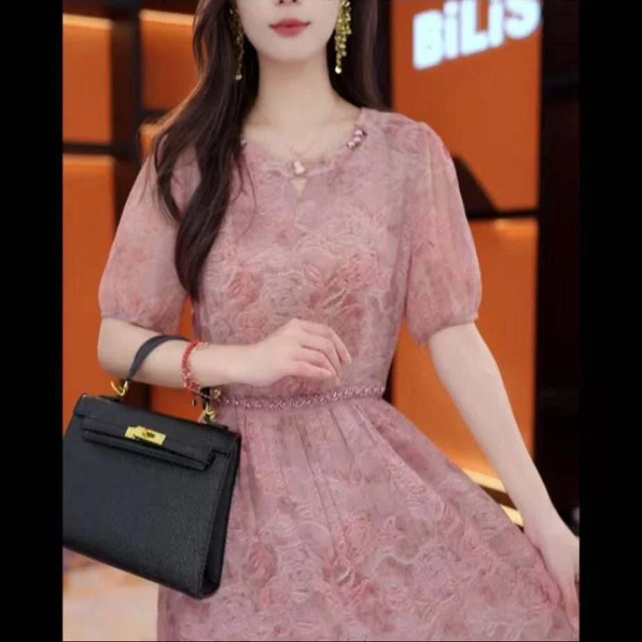 漂亮夏季连衣裙显瘦气质轻奢泡泡袖优雅裙子