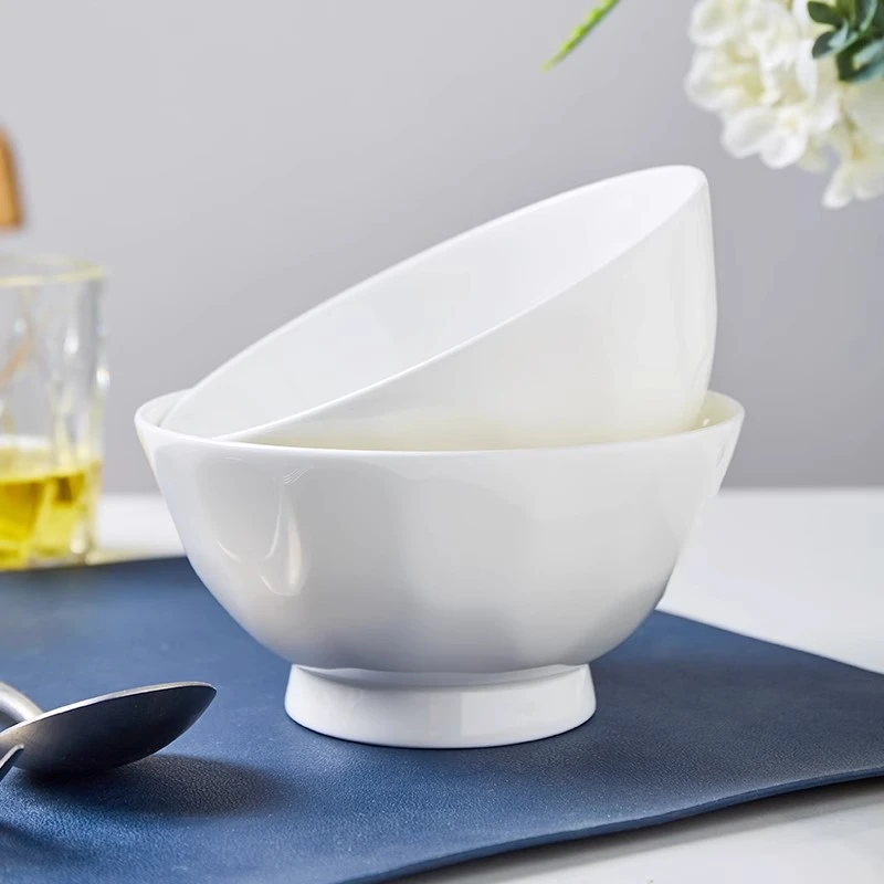 白色骨瓷碗大碗汤碗面碗简约家用陶瓷北欧家用餐创意球形碗具饭碗