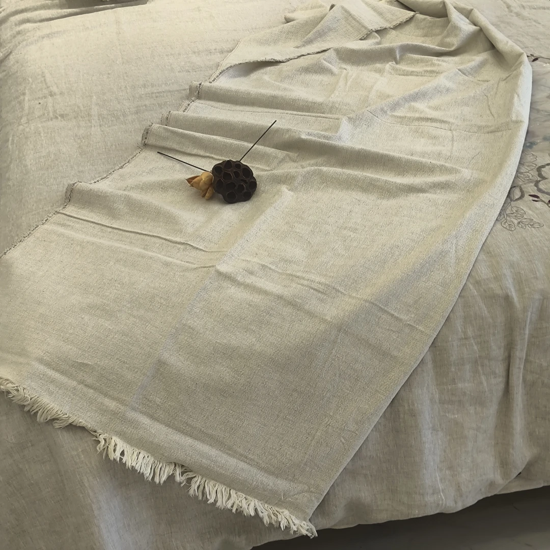 150*200——汉麻长绒棉雨露色流苏毯子