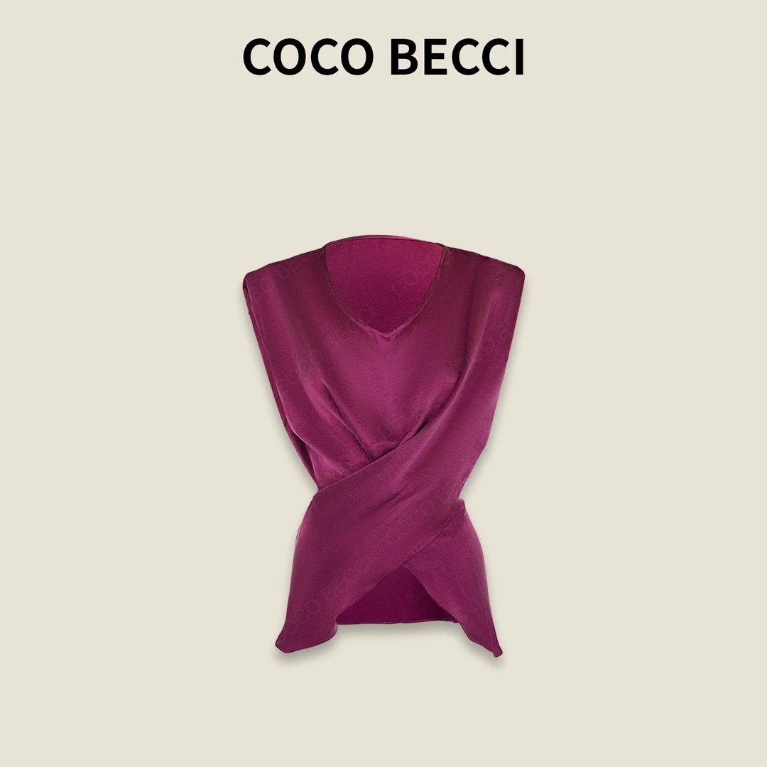 COCO BECCI【铜氨丝葡萄紫】莱赛尔新款时尚显瘦背心CFXYB351018
