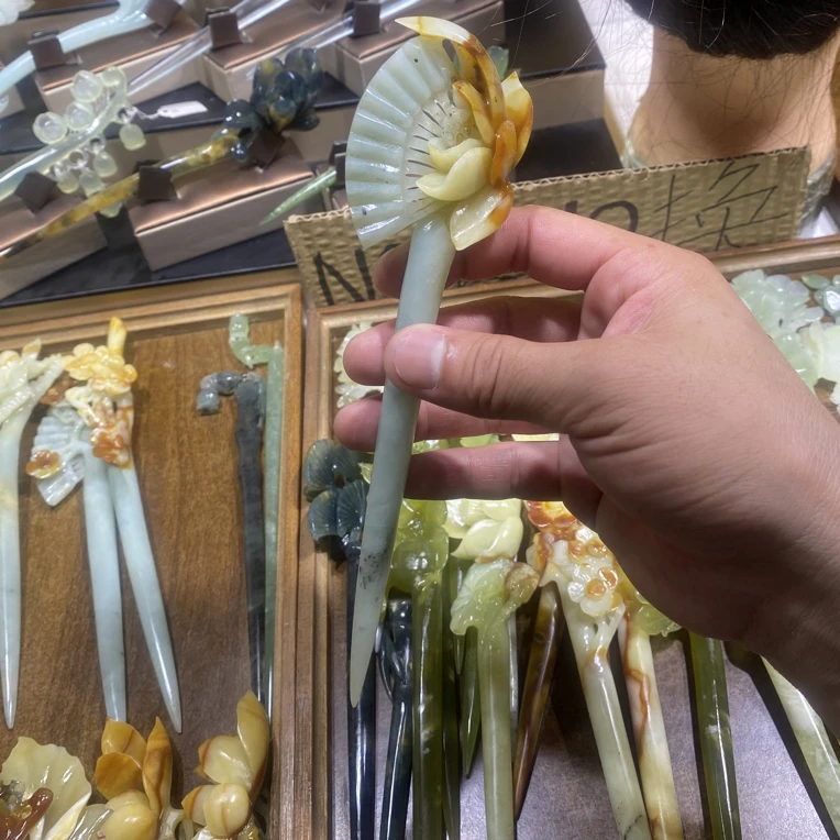 岫玉发簪、头饰、汉服发饰、简约玉簪、日常百搭、古风玉簪、精致发簪