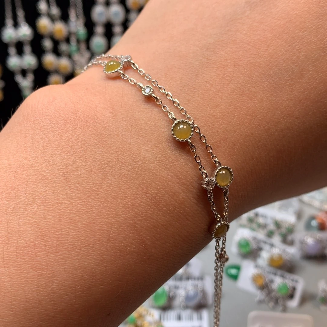 翡翠戒指银S925镶嵌手链