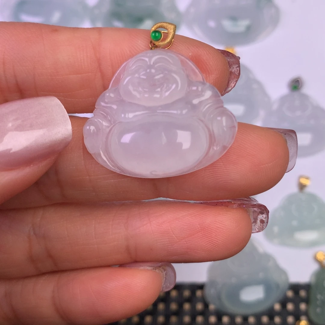 翡翠18K金镶嵌颈饰缅甸翡翠A货