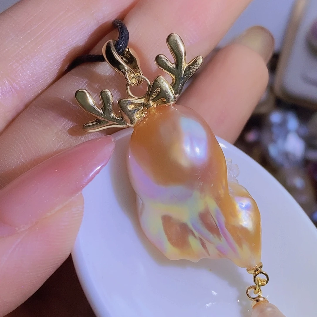 银S925镶嵌天然淡水珍珠（微瑕）淡水珍珠