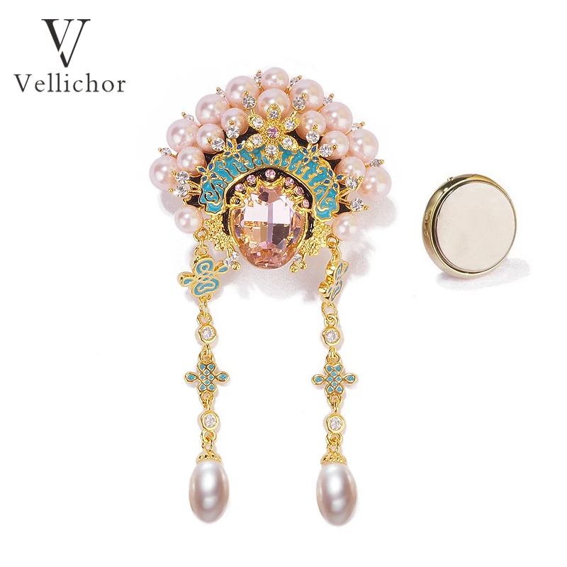 铜合金胸针 原创设计粉色刀马旦磁吸胸针女吉祥别针不伤衣服多用