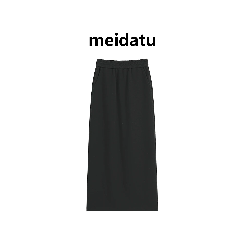 美哒兔（破价款）百搭松紧腰垂顺直筒半身裙（小个子版）CK1031-5