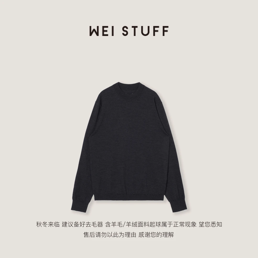 WEI STUFF “暮灰暖语” 100羊毛软糯保暖圆领长袖毛衣 9960.
