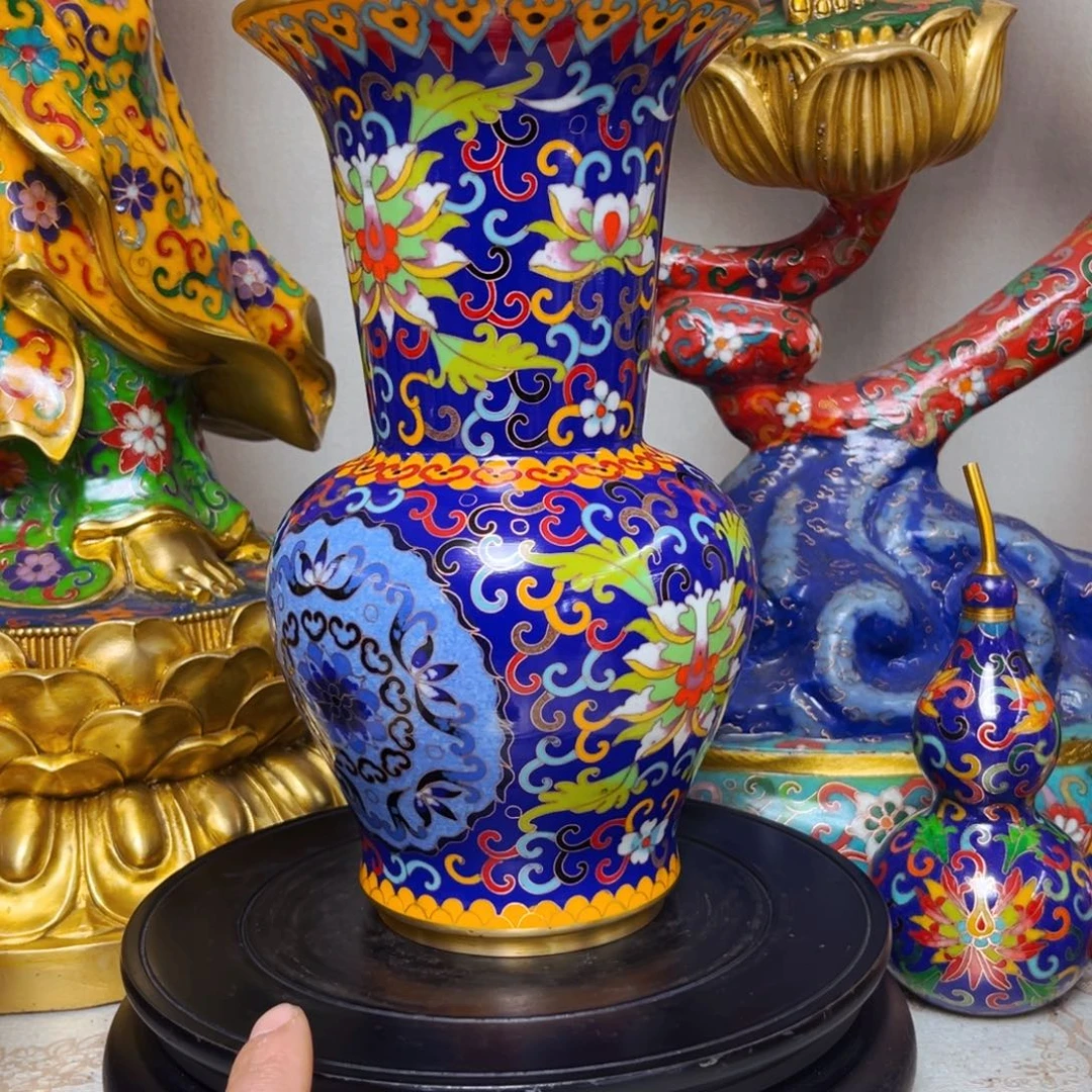 江***洗黄铜铜胎掐丝珐琅花瓶一个