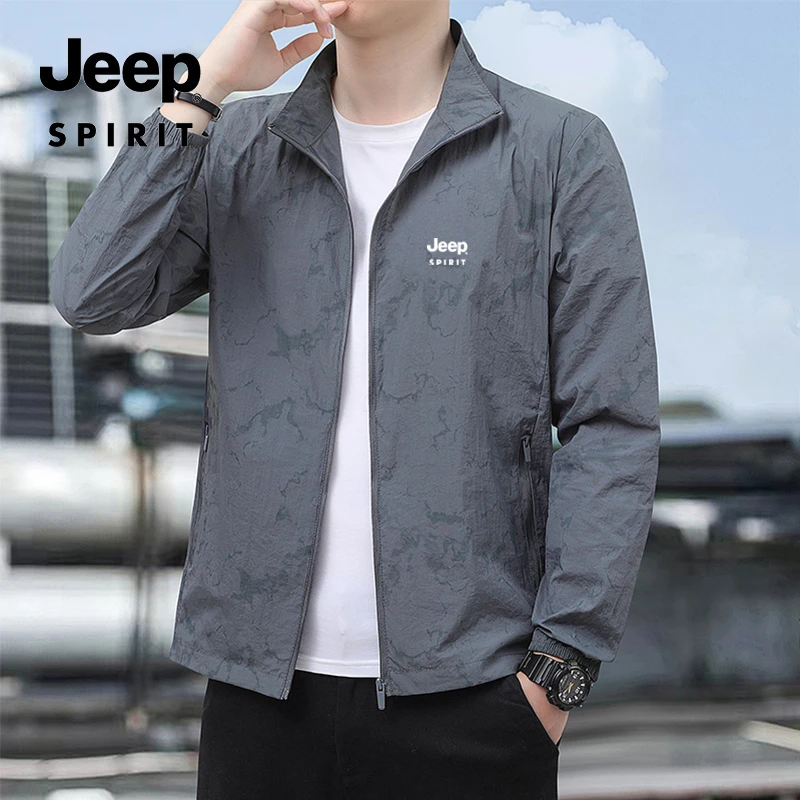 JEEP SPIRIT吉普男时尚超薄款外套迷彩防晒服大码户外防紫外线衣