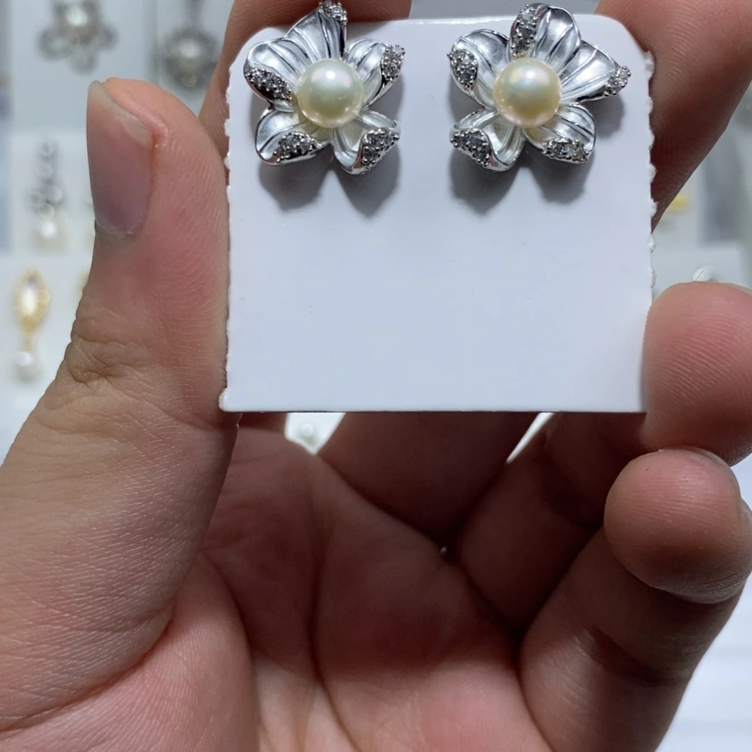 耳饰淡水珍珠银S925镶嵌