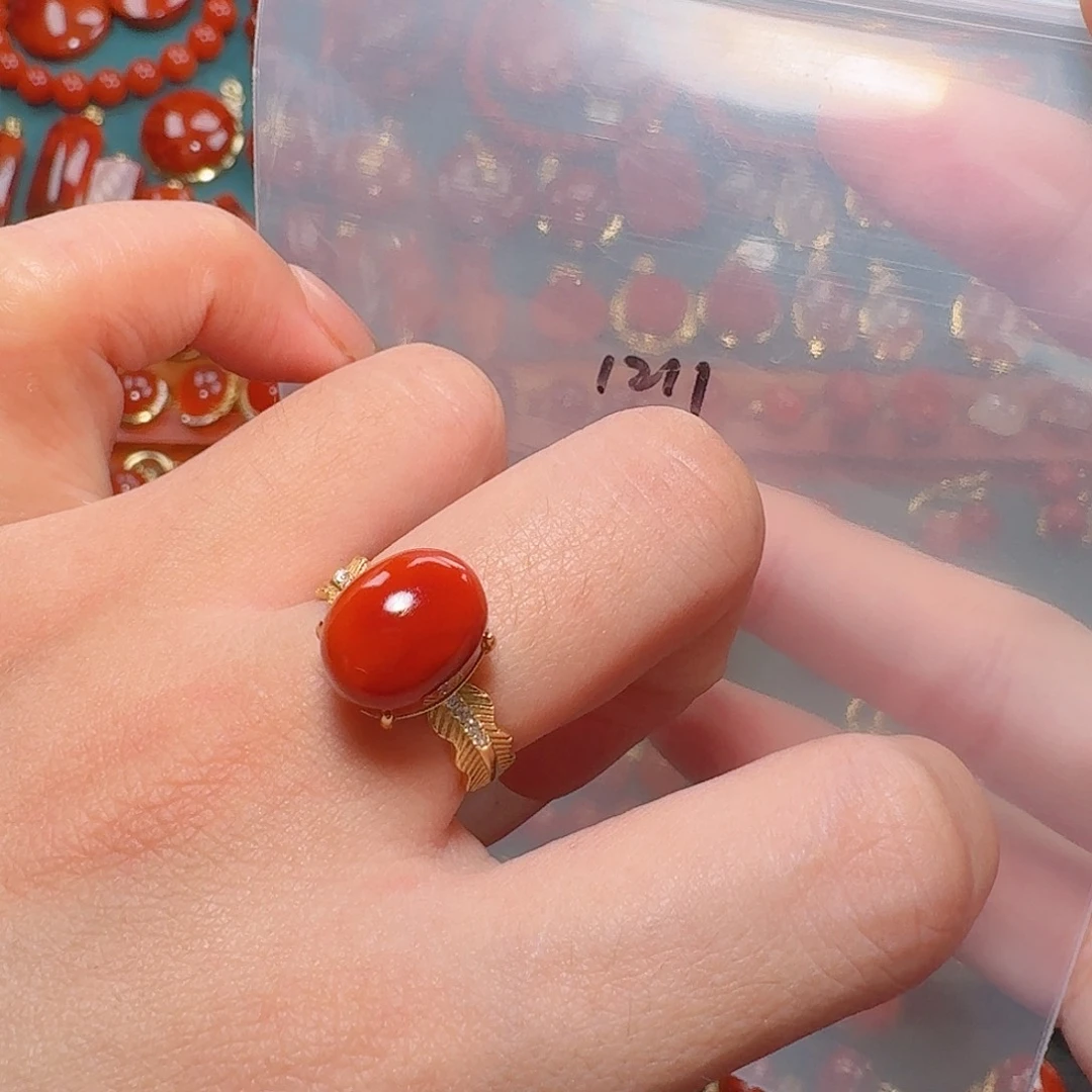 南红玛瑙银S925镶嵌戒指