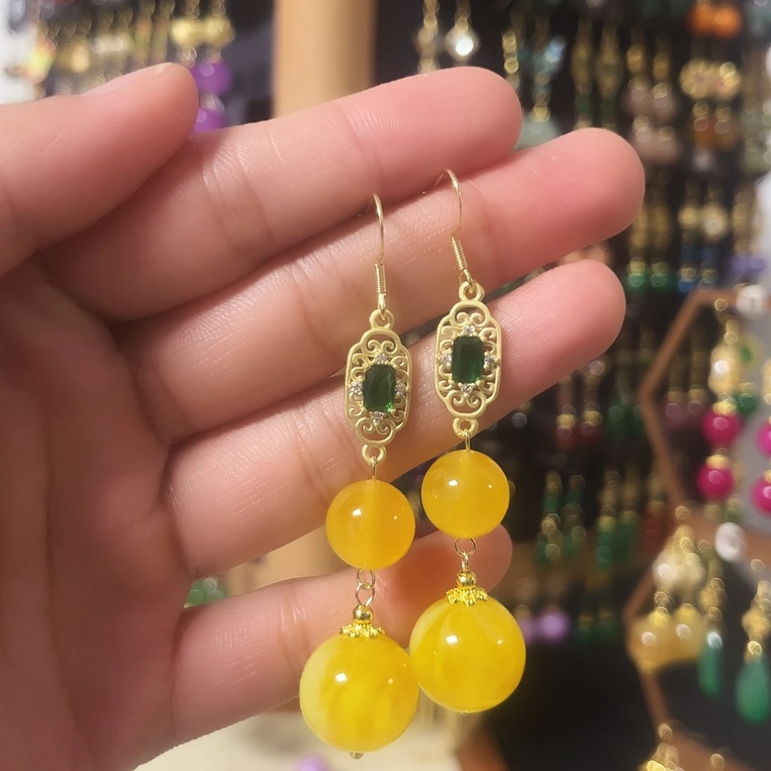 锆石纯铜925银耳饰