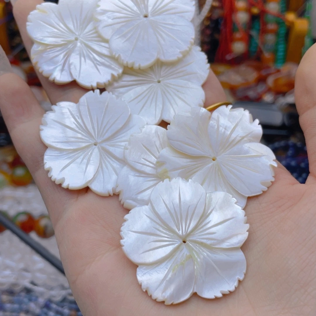 玛瑙/玉髓珠宝半成品未镶嵌贝壳花6片