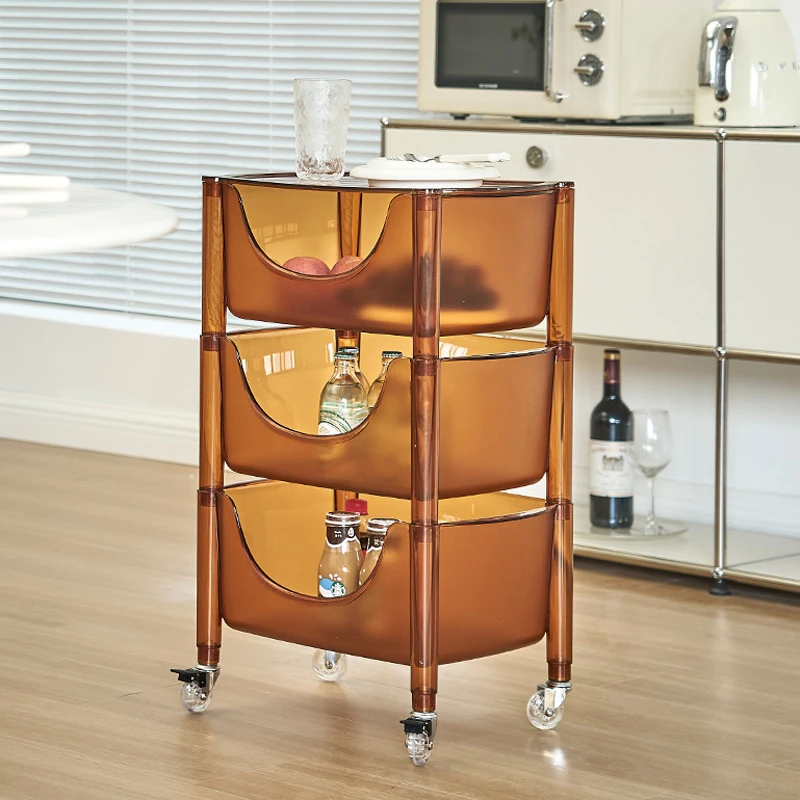 北欧可移动置物架亚克力多层家用零食小推车多功能客厅储物收纳柜