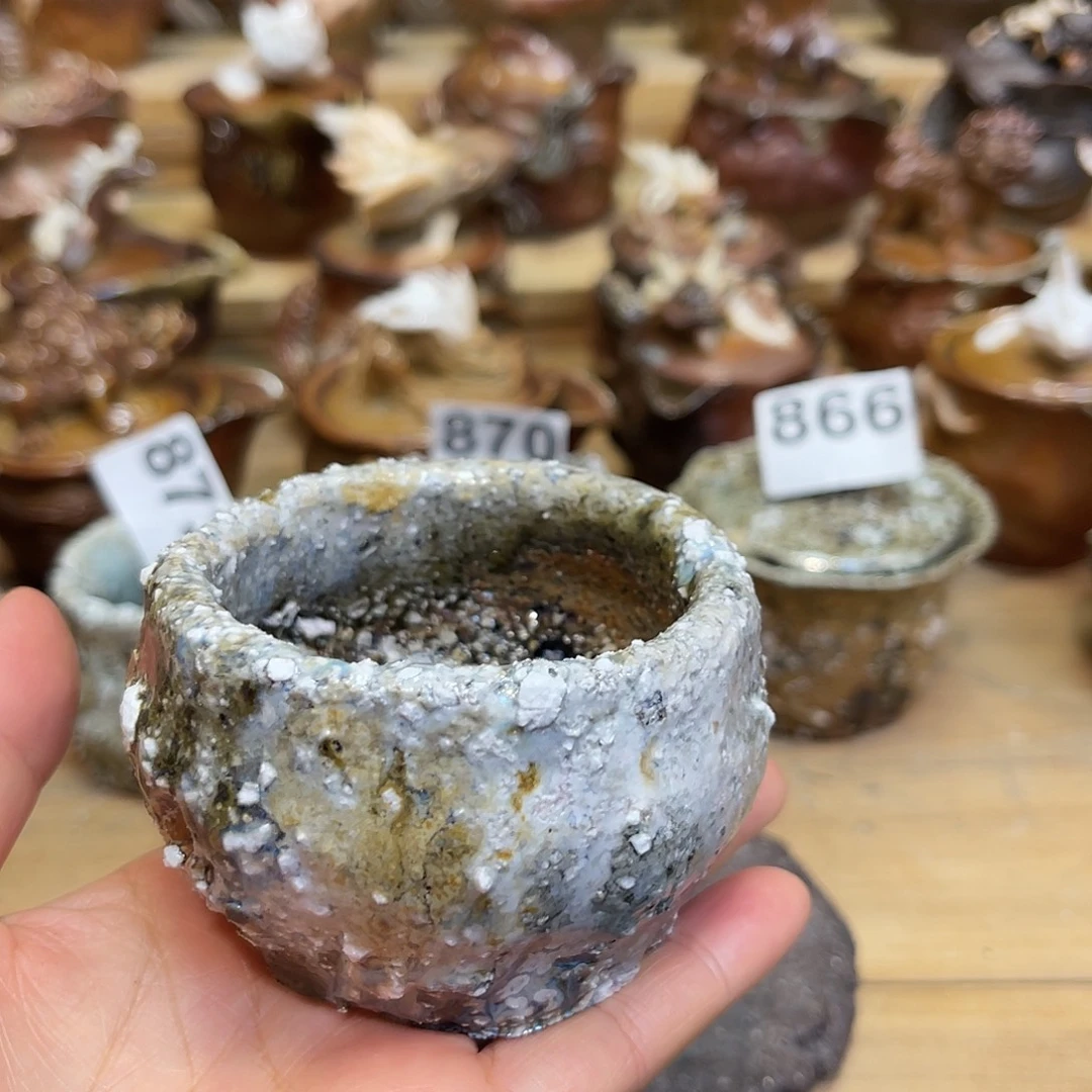 杯柴烧石头手捏复烧杯