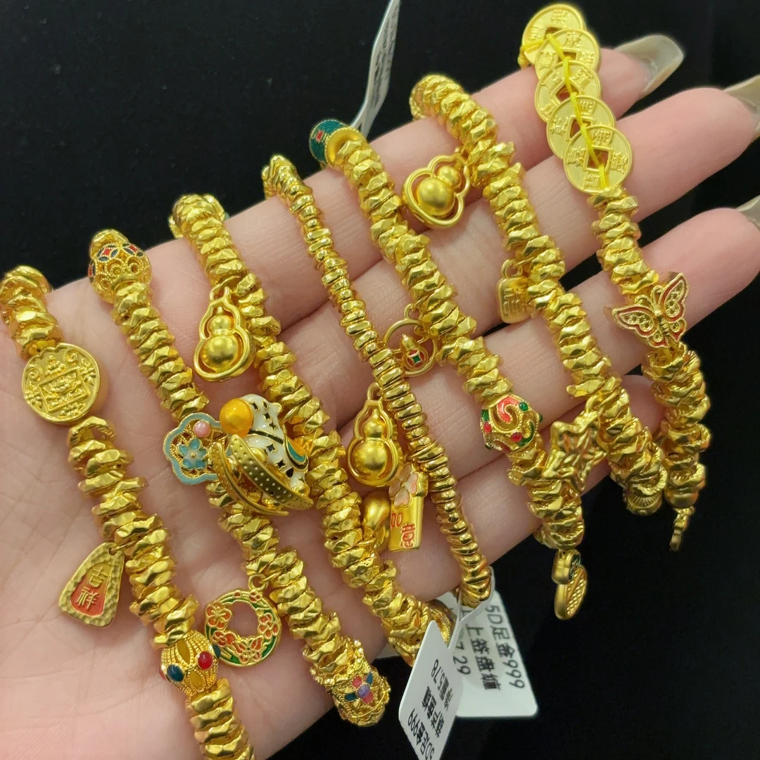 5D足金999盘缠时尚彩色烧蓝精美素款手工手串合集多样性发货发一