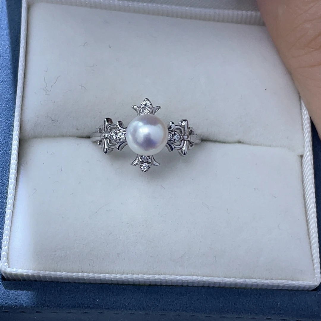 戒指淡水珍珠银S925镶嵌