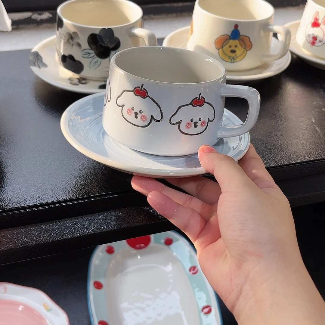棉麻正单一个蓝色小狗